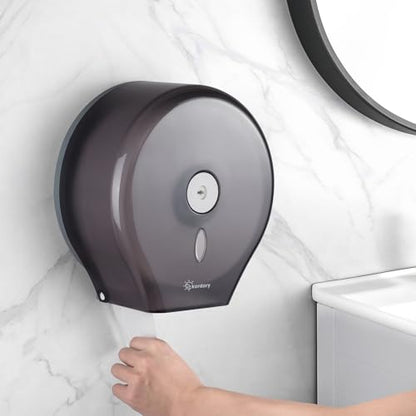 Kordory Wall Mount Toilet Paper Holder, 9" Jumbo Toilet Paper Roll Holder | 9 Inch, Plastic Commercial Toilet Paper Dispenser for Bathroom-Black - color: Black