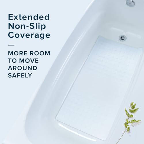 SlipX Solutions White Extra Long Rubber Safety Bath Mat (18 x 36 Inch, 220 Suction Cups, Great Non-Slip Coverage) - size: 36" x 18" (Rectangular)