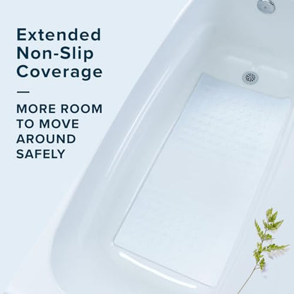 SlipX Solutions White Extra Long Rubber Safety Bath Mat (18 x 36 Inch, 220 Suction Cups, Great Non-Slip Coverage) - size: 36" x 18" (Rectangular)