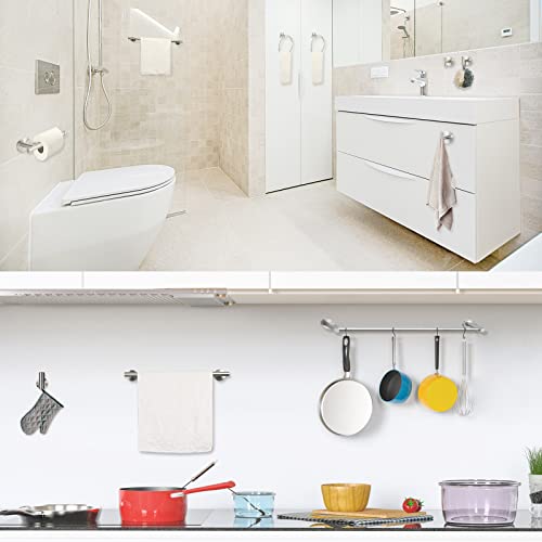 Cilee 10 Piece Brushed Nickel Bathroom Hardware Set, 24" 16" Towel Bar Set | 24 & 16 inch Towel bar, Toilet Paper Holder, Towel Ring, Towel Hook, Bathroom Accessories Set Stainless Steel Wall Mounted - color: 1 Brushed Nickel, size: 24inch