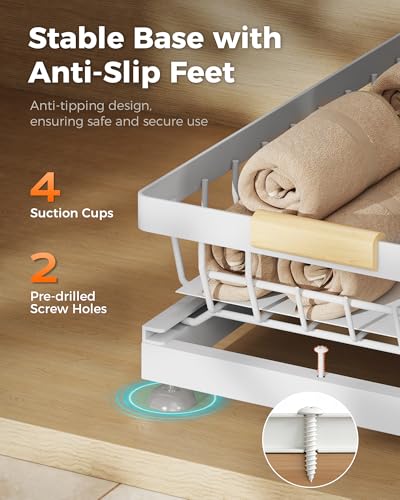 3-Pack 2-Tier Height Adjustable Under Sink Organizer, White | Multi-purpose metal storage shelf with sliding shelves for kitchen, bathroom, pantry & laundry cabinet - color: White