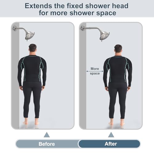 BRIGHT SHOWERS Shower Arm Extender for Rain and Handheld Shower Head, 4 Inch Shower Head Extension Arm, Shower Pipe Extension for Extending or Lowering Showerhead, Brushed Nickel - color: Brushed Nickel, style: 4 Inch Extension