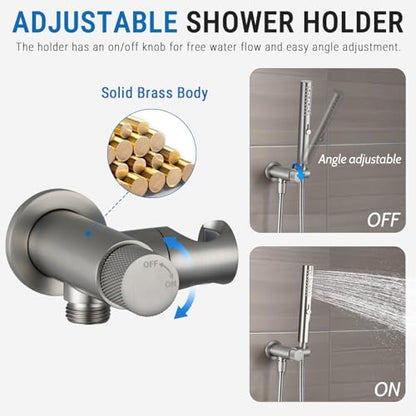 G-Promise All Metal 3-Function Handheld Shower Wand | All Metal, Built to Last, Easy Install, with On/Off Switch Holder, Extra Long Hose, Modern Upgrade - color: Brushed Nickel, style: Round