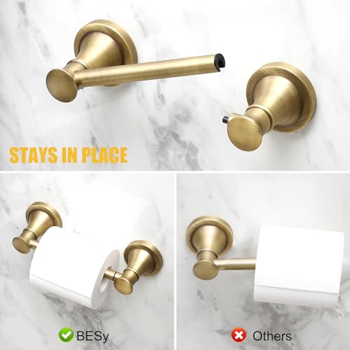 Bathroom Toilet Paper Holder Wall Mount Tissue Holder Antique Brass | Rustproof Toilet Tissue Roll Holder, Flexible Double Post Pivoting Handle, Bathroom Accessories SUS304 Stainless Steel - color: Antique Brass