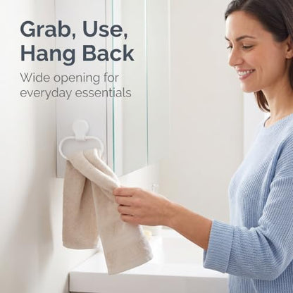 2Pcs White Towel Ring Towel Rack Hand Holder for Bathroom Self Adhesive Non Punching Adhesive Towel Ring Kitchen Cloth Hanger Bath Towel Bars