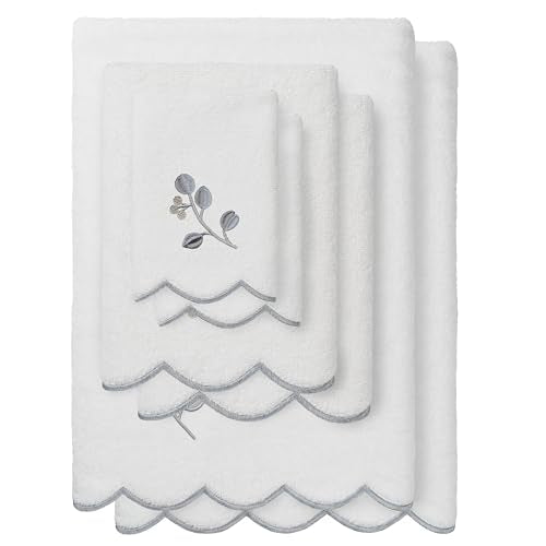 Jardin Turkish Cotton Scallop Towel-Grey-6 Pcs Set - color: Grey, size: 6 Pcs Set