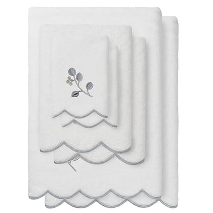 Jardin Turkish Cotton Scallop Towel-Grey-6 Pcs Set - color: Grey, size: 6 Pcs Set