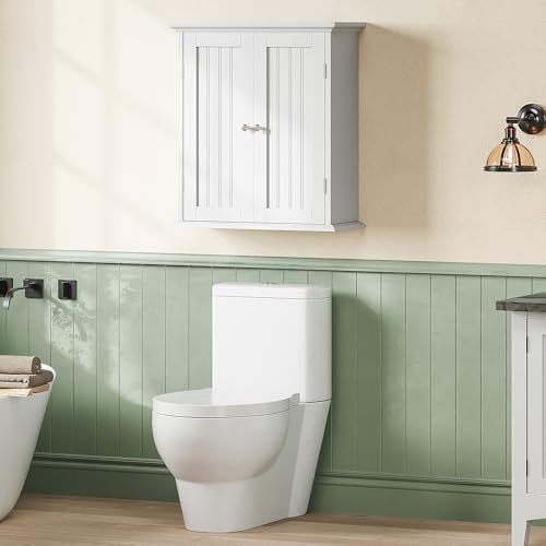 ChooChoo Bathroom Wall Cabinet with 2 Doors, Over The Toilet | 8.8"D x 21.1"W x 24"H, Medicine Cabinet, Adjustable Shelves, Cupboard, White - color: White, size: 8.8"D x 21.1"W x 24"H