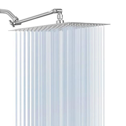 High Pressure Large Stainless Steel Square Rain ShowerHead With Shower Arm Waterfall Full Body Coverage Easy to Clean and Install (12 Inch With Arm, Brushed Nickel) - color: Brushed Nickel, size: 12 Inch With Arm