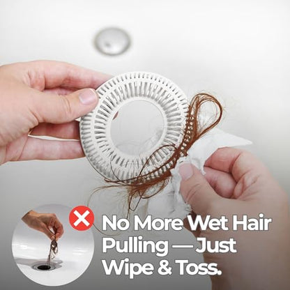 TubRing Pop-Up Drain Protector & Strainer Silicone Hair Catcher, White | Easy snap-in design fits around bathtub stoppers. Customizable utility guard for clog prevention. Fits 1.85"- 2.16" drains. - color: White