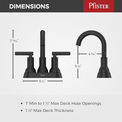 Pfister Capistrano Bathroom Sink Faucet, 4-Inch Centerset, 2-Handle, 3-Hole, NSF Certified, Spot Defense Matte Black Finish, LF048CSOSDB (Pack of 3) - color: Spot Defense Matte Black, size: 3 Pack