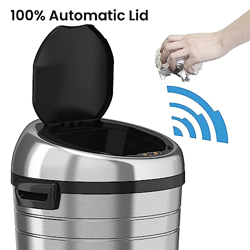 iTouchless Glide 18 Gallon Sensor Trash Can with Wheels and Odor Control System, Stainless Steel, 68 Liter Automatic Kitchen Bin and Office Garbage Can (Powered by Battery or Optional AC Adapter) - color: Silver, 18 Gal
