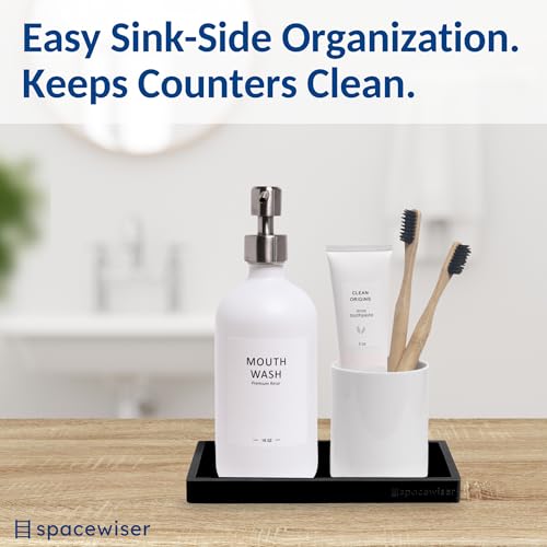 Countertop & Vanity Silicone Tray - Small 7.7" Kitchen Soap Tray | Kitchen Sink Soap Tray, Dish Soap Tray for Kitchen Counter, Bathroom Tray, Silicone Soap Dispenser Tray & Sponge Holder - color: Black, size: Small 7.7”