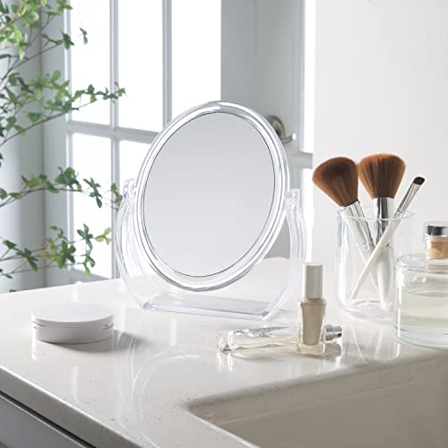 Bath Bliss Double-Sided Free-Standing Swivel Vanity Mirror | Regular & 10X’s Magnification | Make-up & Shaving Use | Freestanding | Tabletop | Rubberized | Clear - color: Clear