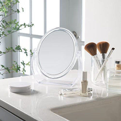 Bath Bliss Double-Sided Free-Standing Swivel Vanity Mirror | Regular & 10X’s Magnification | Make-up & Shaving Use | Freestanding | Tabletop | Rubberized | Clear - color: Clear