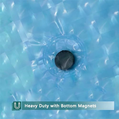 Blue Shower Curtain Liner, 100% Waterproof EVA 3D Shower Curtains with 3 Duty Heavy Bottom Magnets and 12 Rust Proof Grommets, 72x72 Weighted Shower Liner for Shower Stall, Bathtubs - color: Blue Square