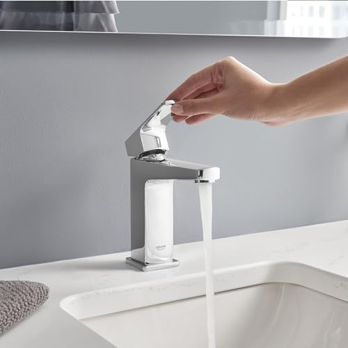 GROHE Tallinn Bathroom Faucet, Single Hole Centerset with Drain, Chrome | Bathroom Sink Faucet: Fits 1 or 3 Hole Sinks, Eco 1.2 GPM, Smooth SilkMove Valve, Includes Drain & Deckplate | 23838000 - color: Chrome