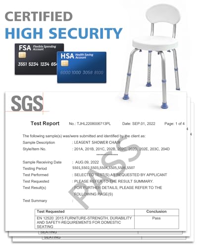 HSA/FSA Swivel Shower Chair for Inside Shower, Upgraded Small Shower Chair with Back, Adjustable Shower Stool for Inside Shower, Shower Chair for Inside tub Bath Stool for Senior/Pregnant
