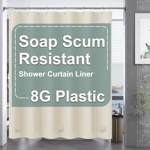 AmazerBath Plastic Shower Curtain Liner, 72 x 78 Inches PEVA Beige Shower Curtain with Heavy Duty Clear Stones and Grommet Holes, Waterproof Thick Bathroom Plastic Shower Curtains - color: Beige, size: 72"W x 78"L (Pack of 1)