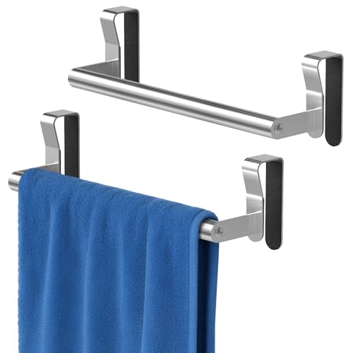 STWWO Over Cabinet Towel Holder, Brushed Dish Towel Rack Bars for Kitchen | 2 Pack Stainless Steel Over The Cabinet Towel Rack, for Kitchen Cabinet Doors Towel Bars - color: Brushed Nickel