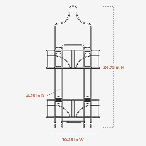 Zenna Home Shower Caddy Hanging Bathroom Organizer, Steel Shower Shelves with 4 Sliding Baskets and Built in Hooks, Accomodates Hose for Handheld Shower Head Storage System, Chrome - color: Chrome
