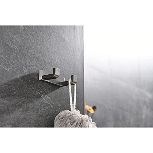 Bagno Bianca Stainless Steel Double Robe Hook in Brushed Nickel - color: Brushed Nickel