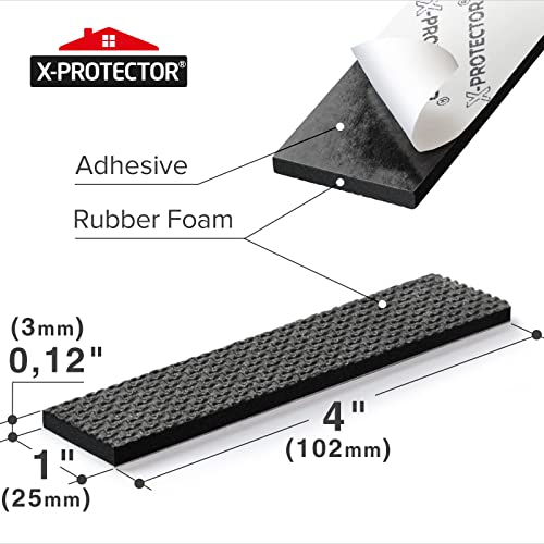X-Protector Rubber Strip - 8 PC Non Slip Pads - Black Universal Grip Strips | Self-Adhesive Rubber Sticky Pads - Premium Feet for Keyboard, Appliances - Featuring an Amazing Super Sticky Gripping Pad - size: 8 PCS 1 x 4 inch (Black Rubber)