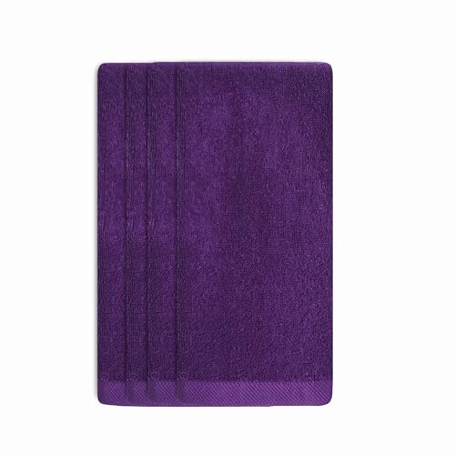 Fingertip Hand Towel | Absorbent |11x18 | Terry Velour Premium Washcloths, Bathroom use, 100% Cotton, Face, fingertip, Soft, Guest Towels (Pack of 4) (4, Purple) - color: Purple