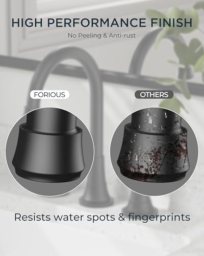 FORIOUS Black Bathroom Faucet 3 Hole, 8" Widespread Bathroom Vanity Faucet | 8 Inch Widespread Bathroom Faucet 3 hole Vanity and 4 Inch Bathroom Faucet Centerset 2 Hole for B2B Commercial, Spare Aerator - color: Matte Black, style: Modern