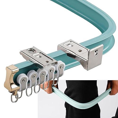 LIYI929GP Flexible Bendable Ceiling Curtain Track Wall Mount, Sliding Ceiling Track System Aluminum Heavy Duty Room Divider Curtain Rod for Hang Curtains, Curved Shower, RV Curtain Rails, Bay Windows - color: Blue, size: 2m-6.5ft
