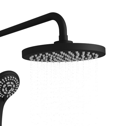Lanikai Rain Shower Head with Handheld Spray Combo - 1028-MB-1.8GPM, Matte Black - 8" Rain Showerhead with Handheld Sprayer, 3 Spray Jets, 5-Function Rainfall Shower Head with Hose, 1.8 GPM - color: Matte Black, size: 1.8 GPM