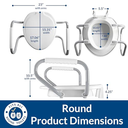 Bemis Assurance 3" Raised Toilet Seat with Handles and Bidet Attachment, Round - size: Round, style: Raised Seat with Handles & Bidet
