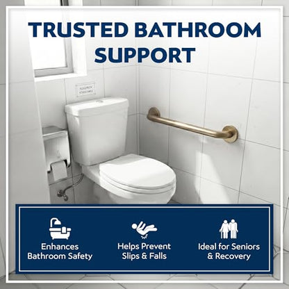 Shower Grab Bars 4 Pack – Complete Bathroom Safety Starter Bundle for Seniors – 16", 18", 24", 32" Lengths, 1.25" Diameter, 500 lb Rated – All-in-One Grab Bar Shower Safety Solution – Brushed Brass - color: Brushed Brass