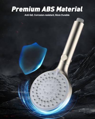 High Pressure Handheld Shower Head with Hose, Brushed Nickel | 80" Extra Long Stainless Steel Hose & Adjustable Bracket, Shower Heads with ON/OFF Switch for Pets Bath - color: Brushed Nickel, style: 6 Spray-Settings