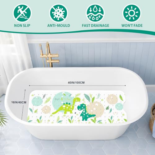 Baby Bath Mat for Tub Non Slip Kids, BPA Free Extra Long Bathtub Mat 40x16 with Drain Holes and 200 Suction Cups, Non Toxic Machine Washable Toddler Bath Mat, Eco-Friendly Certified - color: White 2dragons