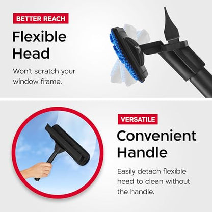 Tyroler Window Squeegee with Extension Pole 1-12.5ft | Window Cleaner Tool | | 10-Part Windows Washing Kit with Extension Pole | Professional Telescopic Window Squeegee for Home & High Glass - color: Black - 1 Ft-12.5 Ft