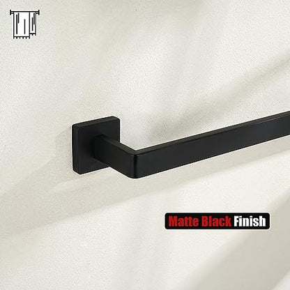 JQK Black Towel Bar, Rounded Edges 18.41 Inch Towel Rack, 304 Stainless Steel Bathroom Wall Mount, Useable Length 16 Inch, TB250L16-PB - color: Matte Black, size: 16.41 Inch