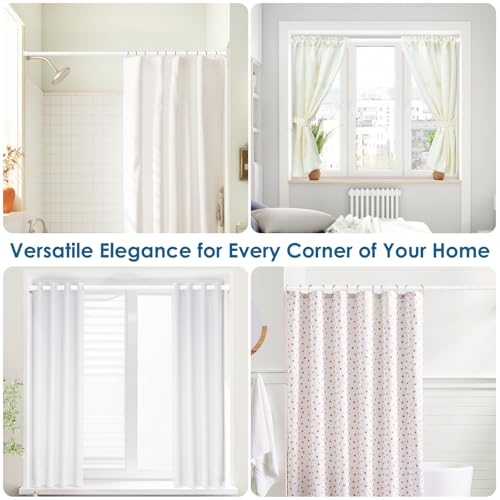 AIZESI White Adjustable Tension Curtain Rod, 31-77 Inch Spring No Drill Stainless Steel Tension Rods for Window，Closet ，Bathroom–Rust Resistant，Non-Slip - color: White, size: 31“-77“-1P