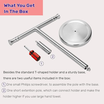 Hand Towel Holder Stand for Bathroom Vanity Countertop SUS304 Stainless Steel T-Shape Free Standing Towel Rack Stand Towel Bar for Bathroom Kitchen (Brushed Nickel) - color: Brushed Nickel