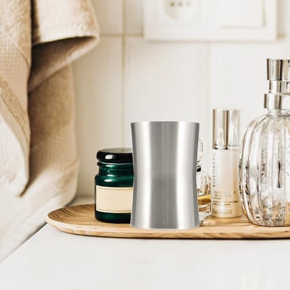 Travel Mouthwash Cup Bathroom Tumbler Stainless Steel | Brushed Nickel Water Cup, Metal Toothbrush Tumbler Toothpaste Mug for Home, Bathroom, Camping