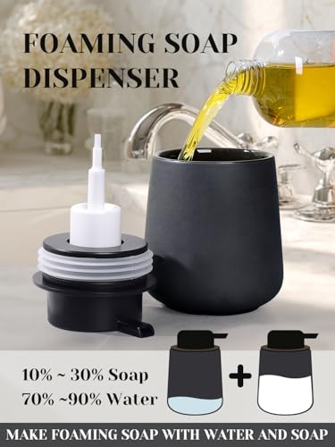 INGOFIN Ceramic Foaming Soap Dispenser - 12oz Foam Hand Soap Dispenser Bathroom, Ceramic Dish Soap Modern Dispenser with Pump for Kitchen, Matte Grey - color: Gray