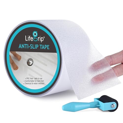 LifeGrip Transparent Anti Slip Tape, 4 inch by 40 feet, Non-Slip Traction Grip Tape to Tubs, Boats, Stairs, Clear, Soft, Comfortable for Bare feet (4" X 40' Tape) - color: Clear, size: 4" X 40'
