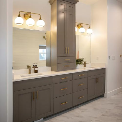 Brushed Gold Bathroom Light Fixtures 3-Lights Vanity Lights with Milky White Frosted Glass Shade Bathroom Vanity Light 22.4 inch Wall Sconce Lighting Bath(Exclude E26 Bulb) - color: Gold & Milky White, size: 3 Light
