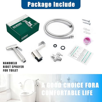 Toilet Handheld Bidet Sprayer, Stainless Steel Spray Shower Set, ToiletMuslim Shower Sprayer, Adjustable Water Pressure with Bidet Hose, for Feminine Washing, Wall Mount/Toilet Holder.
