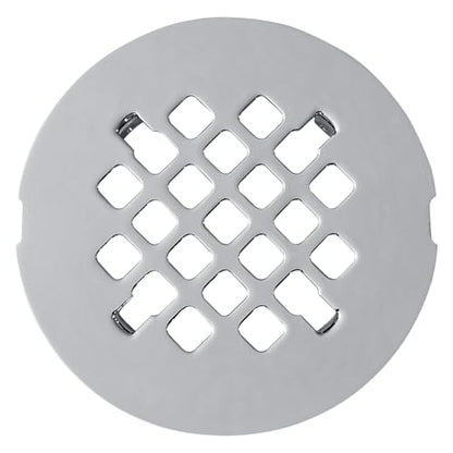 4 ¼” Chrome Snap-in Shower Drain Cover -Solid Brass Construction - 4.25" OD Premium Round Grate Strainer - Easy Install - Professional Grade and Durability - Polished Finish - color: Chrome