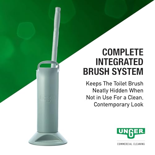 UNGER Commercial Toilet Brush and Holder Set - with Replacement Head BWHR | Maintains toilet bowl cleanliness with ergonomic design and effective cleaning capability; Hygienic Holder; Durable Bristles