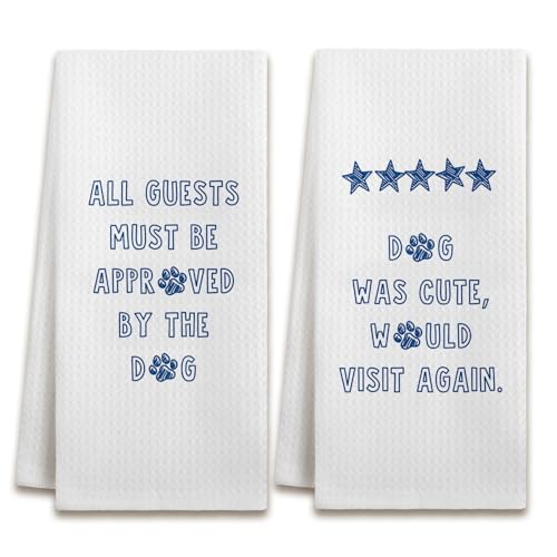 Funny Dog Kitchen Dish Towels, Gifts for Dog Lovers Owners Mom Lady, Guest Bathroom Decor, Pet Lover Gifts Hand Tea Towels for Bathroom Kitchen, 16x24 Inches Set of 2 - color: Color-a03
