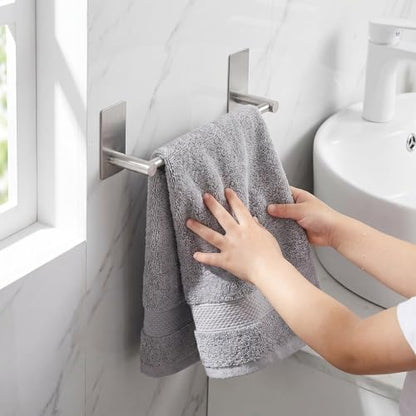 Adhesive Towel Bar 9-inch, Stick On Bath Towel Rack, Hand Towel Holders, No Drilling on Wall - Brushed Nickle - color: Brush Nickle, size: 9-Inch