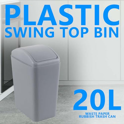 Slim Bathroom Trash Can with Swing Lid, 4.2 Gal Garbage Bin | Plastic Small Wastebasket, Space-Saving Narrow Bin for Under Sink, Desk, Kitchen, Bedroom, Office, Gray - color: Grey