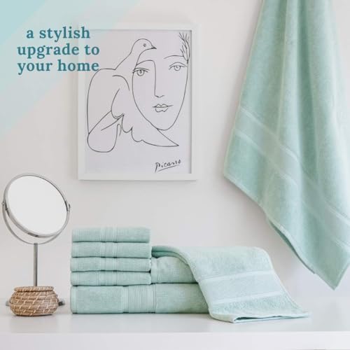 Luzia 8 Piece Bathroom Towel Set - 100% Turkish Cotton, Premium Quality - 2 Bath Towels 2 Hand Towels and 4 Washcloths - Glacier Green - color: Glacier Green
